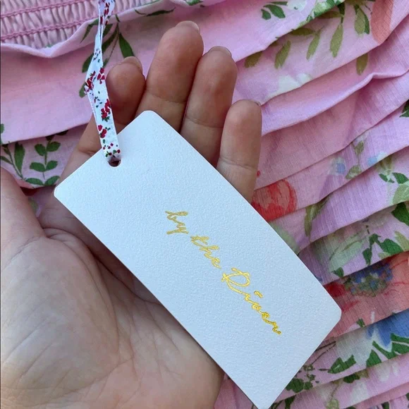 By The River Floral Pink Puff Midi Sleeve Dress - Picture 9 of 15